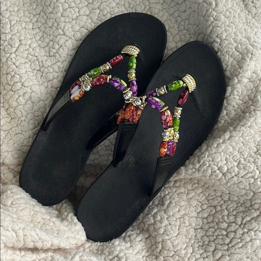 Embellished Black Sandals